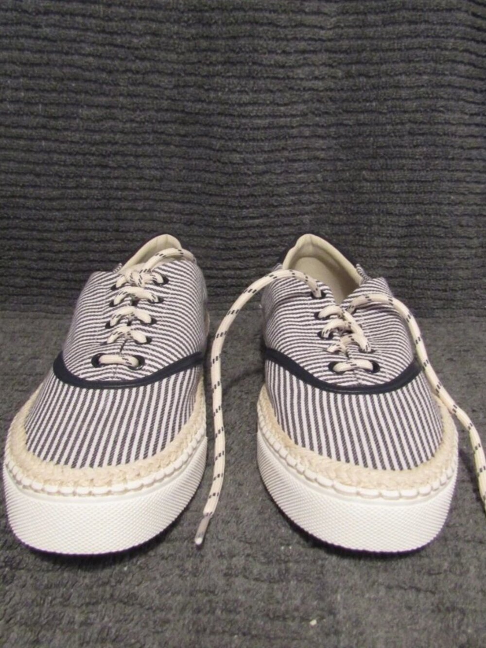 Kate Spade Women Lace Up Espadrille Sneakers Boat Party Parchment Blazer Blue